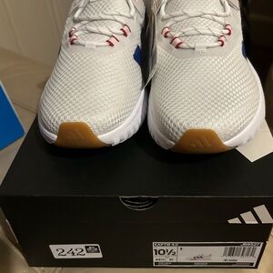 Men’s Adidas Athletic Shoes - White, Blue, and Brown, Size 10.5, New